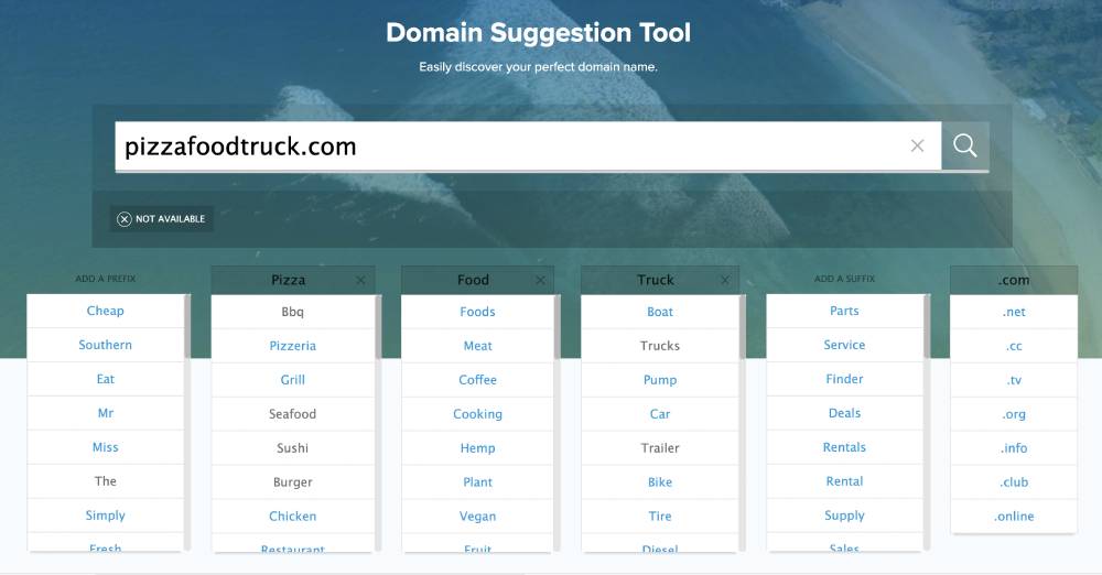 Domain name suggestion tool