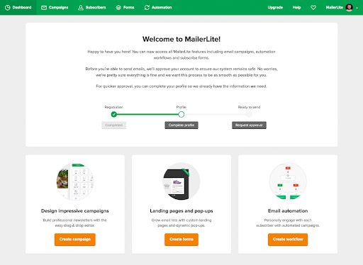 Start email marketing with Mailerlite, step 2
