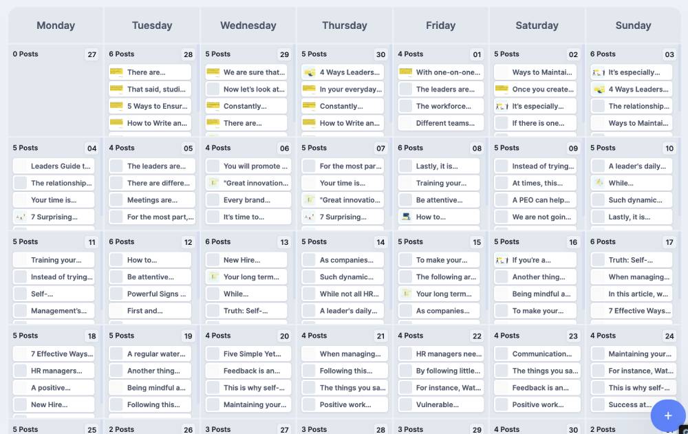 Social media scheduling calendar