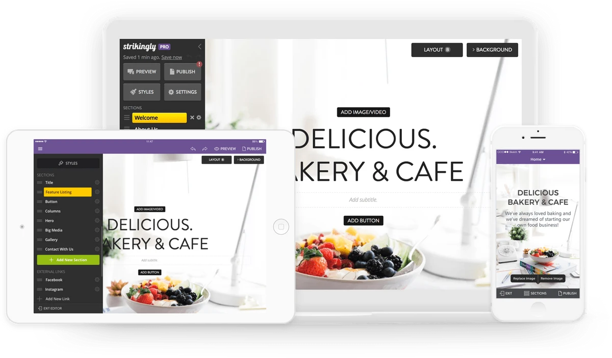 A Strikingly website across devices