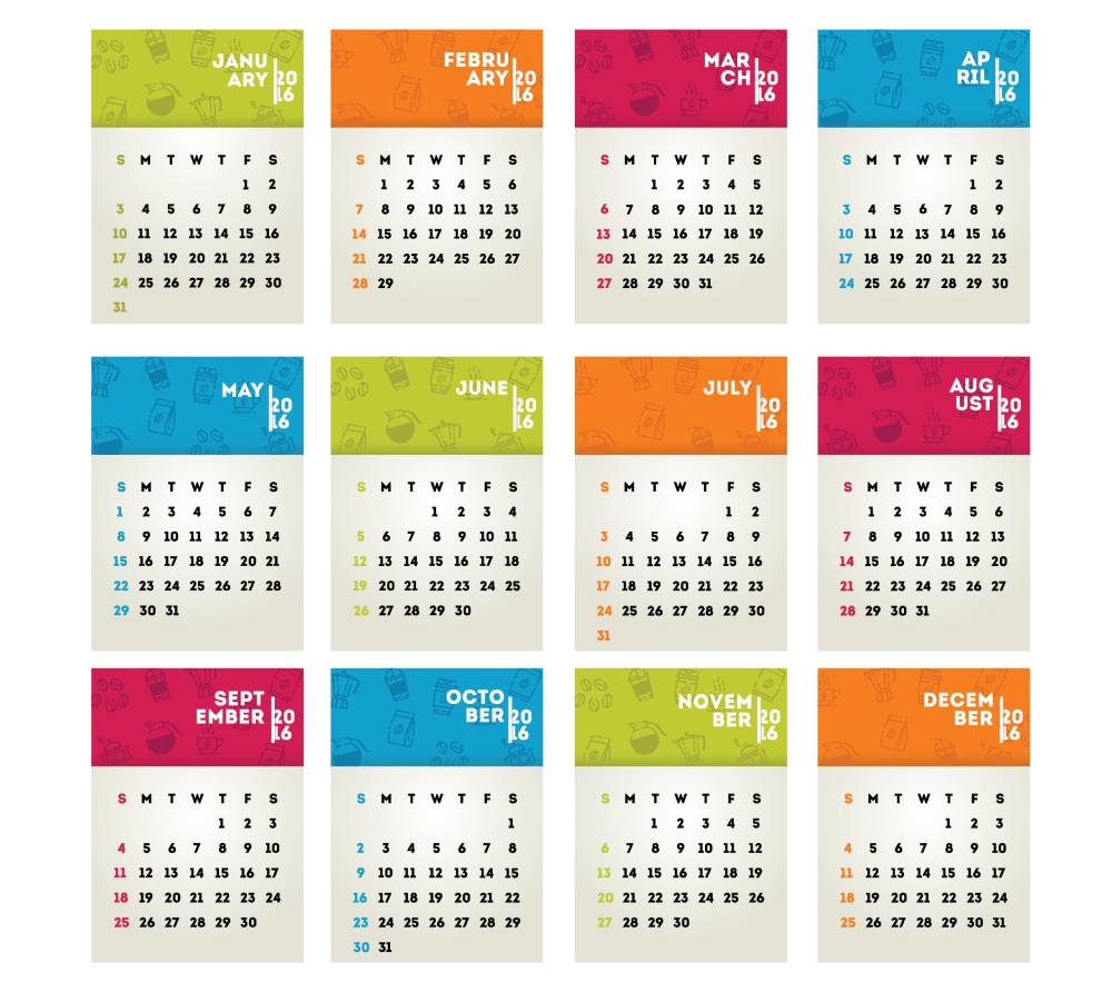 Social media calendar for the year